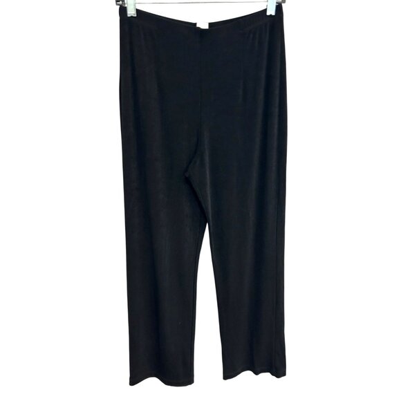 Chicos Travelers Black Straight Leg Pull On Elastic Waist Pants Sz Medium - Picture 1 of 9
